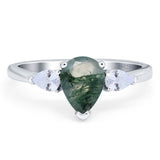 Pear Teardrop Natural Stone Trio Ring