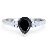 Pear Teardrop Natural Stone Trio Ring