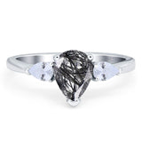 Pear Teardrop Natural Stone Trio Ring