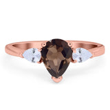 Pear Teardrop Natural Stone Trio Ring