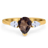 Pear Teardrop Natural Stone Trio Ring