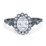 Art Deco Oval Natural Stone Floral Ring