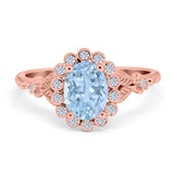 Art Deco Oval Natural Stone Floral Ring