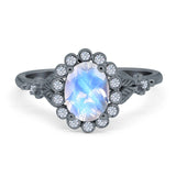 Art Deco Oval Natural Stone Floral Ring