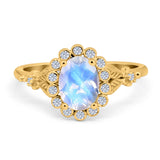 Art Deco Oval Natural Stone Floral Ring