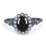 Art Deco Oval Natural Stone Floral Ring