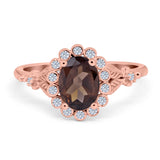 Art Deco Oval Natural Stone Floral Ring