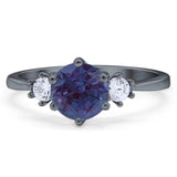 Art Deco Round Natural Stone Three Stone Ring