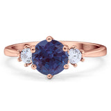 Art Deco Round Natural Stone Three Stone Ring