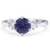 Art Deco Round Natural Stone Three Stone Ring