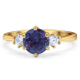 Art Deco Round Natural Stone Three Stone Ring