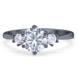 Art Deco Round Natural Stone Three Stone Ring