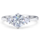 Three Stone Art Deco Round Moissanite Trio Ring 925 Sterling Silver