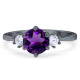 Art Deco Round Natural Stone Three Stone Ring