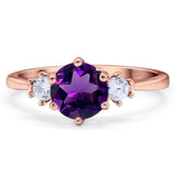 Art Deco Round Natural Stone Three Stone Ring