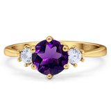 Art Deco Round Natural Stone Three Stone Ring