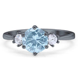 Art Deco Round Natural Stone Three Stone Ring