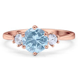 Art Deco Round Natural Stone Three Stone Ring