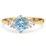 Art Deco Round Natural Stone Three Stone Ring