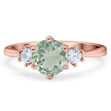 Art Deco Round Natural Stone Three Stone Ring