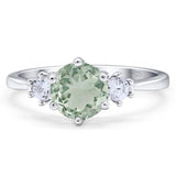 Art Deco Round Natural Stone Three Stone Ring