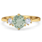 Art Deco Round Natural Stone Three Stone Ring