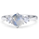 Art Deco Round Natural Stone Three Stone Ring