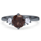 Art Deco Round Natural Stone Three Stone Ring