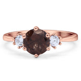 Art Deco Round Natural Stone Three Stone Ring