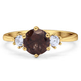 Art Deco Round Natural Stone Three Stone Ring