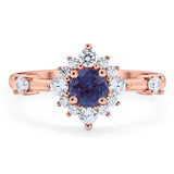 Art Deco Round Natural Stone Flower Ring