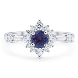 Art Deco Round Natural Stone Flower Ring