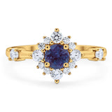 Art Deco Round Natural Stone Flower Ring