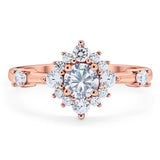 Art Deco Round Natural Stone Flower Ring