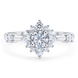 Vintage Style Round Moissanite Flower Ring 925 Sterling Silver