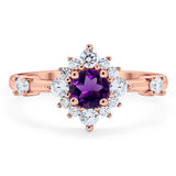 Art Deco Round Natural Stone Flower Ring