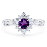 Art Deco Round Natural Stone Flower Ring