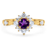 Art Deco Round Natural Stone Flower Ring