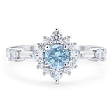 Art Deco Round Natural Stone Flower Ring