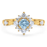 Art Deco Round Natural Stone Flower Ring