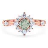 Art Deco Round Natural Stone Flower Ring