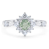 Art Deco Round Natural Stone Flower Ring