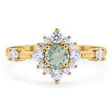 Art Deco Round Natural Stone Flower Ring