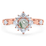 Art Deco Round Natural Stone Flower Ring