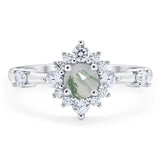 Art Deco Round Natural Stone Flower Ring