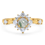 Art Deco Round Natural Stone Flower Ring