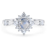 Art Deco Round Natural Stone Flower Ring