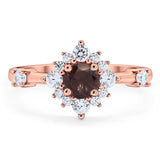 Art Deco Round Natural Stone Flower Ring