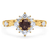 Art Deco Round Natural Stone Flower Ring