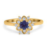 Art Deco Round Natural Stone Flower Ring